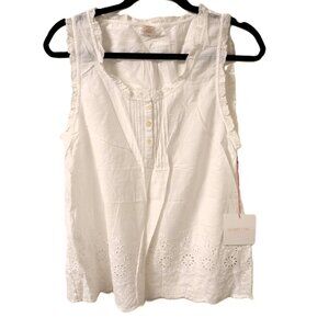 SHABBY CHIC WOMENS INTAMATES & SLEEPWEAR ALL WHITE VINTAGE PAJAMA SET NWT SIZE L